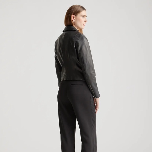 NWT! Quince | 100% Washed Leather Biker Jacket | Black | Small - Picture 2 of 10